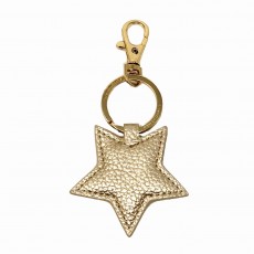 Faux Leather Star Keyring - Metalic/Gold